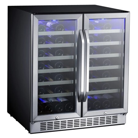 Edgestar BuiltIn 30 Inch Wide 56 Bottle Capacity French Door Wine Cooler with Door Locks CWR5631FD